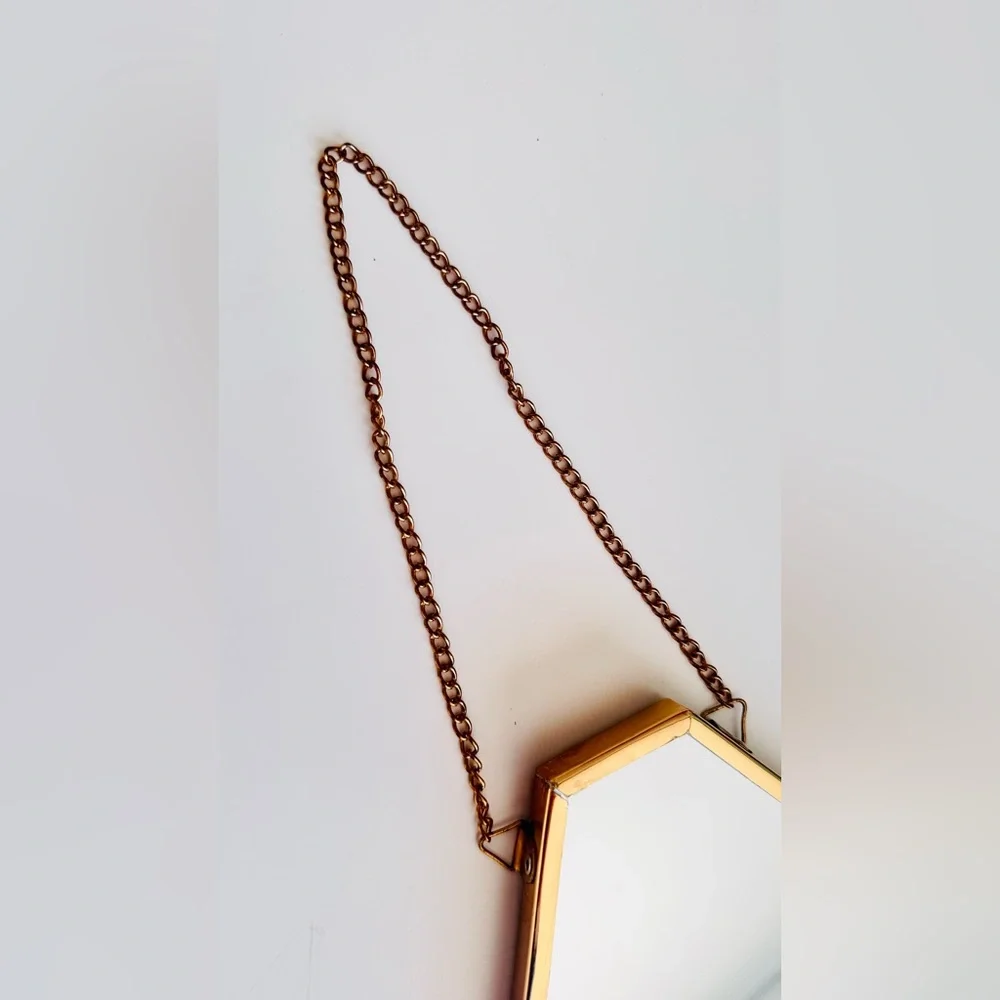 12” Vintage Gold Triangular Wall Mirror Contemporary Minimalist